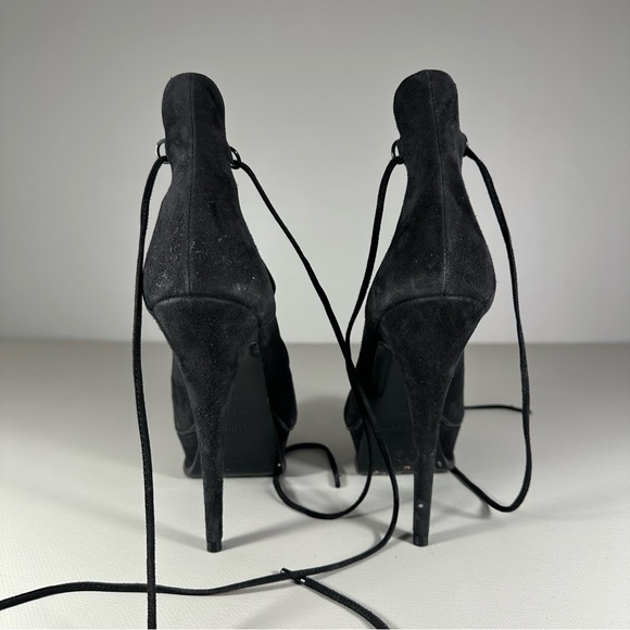 SAINT LAURENT PARIS Black Velvet Tribute 105 Platform Sandals - Picture 7 of 10